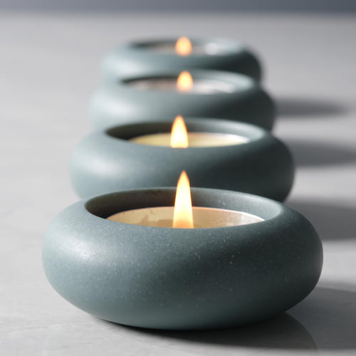 Optimize360 Handmade Decorative Pebble Tealight Candle Holders Set of 8