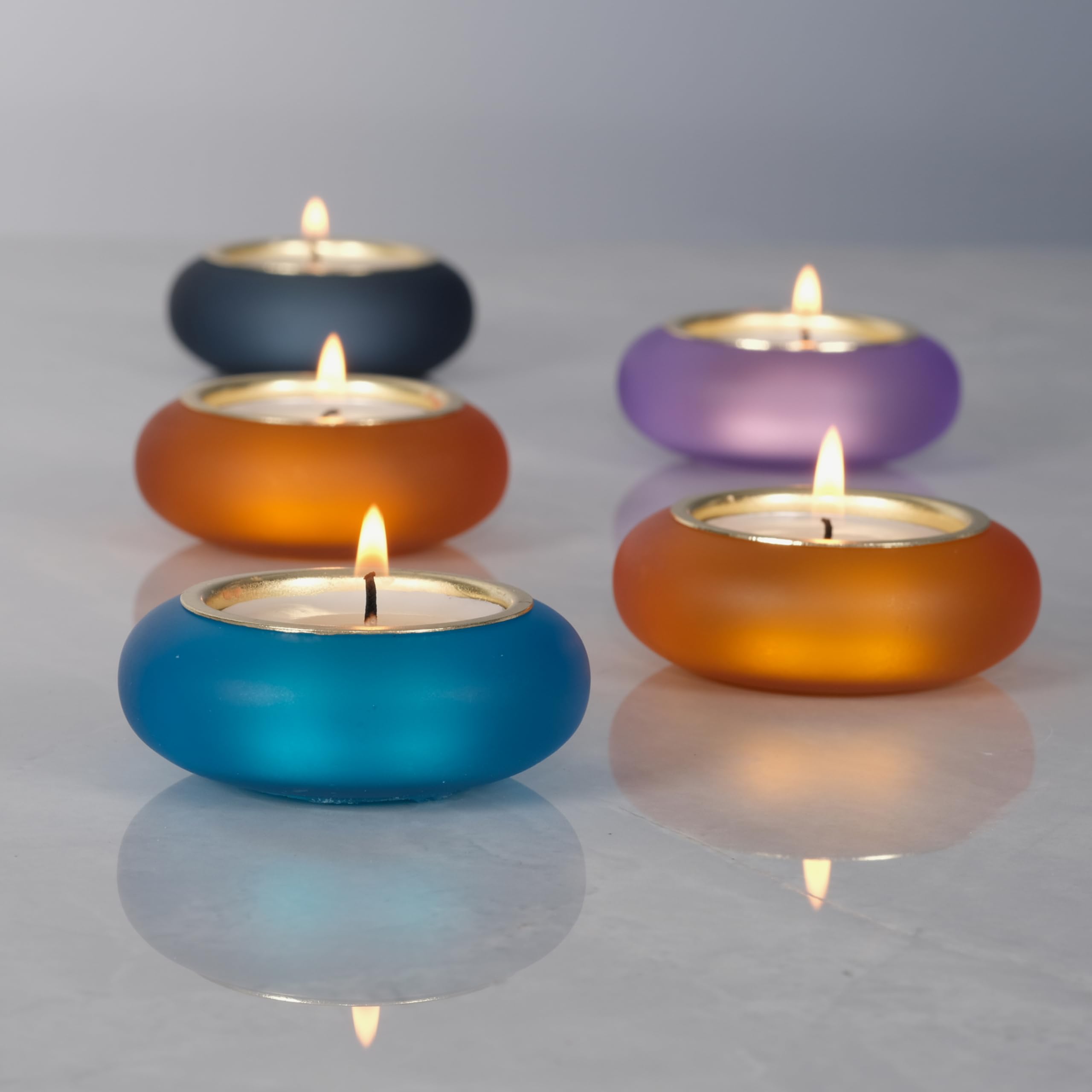 Optimize360 Handmade Decorative Pebble Tealight Candle Holders Set of 2
